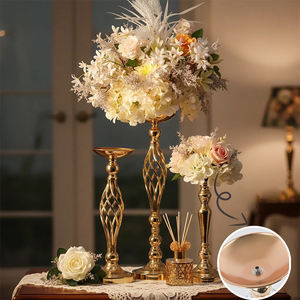 Jarrones Metálicos de Lujo LANJO de Alta Calidad al por Mayor para Bodas, Fiestas, Eventos, Recepciones, Cumpleaños, Soporte para Flores de Mesa - Product Image 1