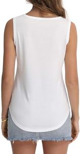 Top de Tirantes para Mujer, Modelo 2026, Blanco, Tejido, Cuello Redondo, Casual, Color Sólido, Sin Mangas, Diseño Elegante - Product Image 2