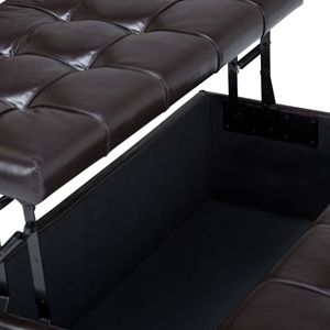 Harrison Brown Tanners Coffee Table <b>Storage</b> Ottoman Stylish <b>Stool</b> & Ottoman with Hidden <b>Storage</b> Space - Product Image 2