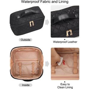 Borsa da Viaggio per Trucco di Grande Capacità per Donne, Impermeabile, Portatile, con Scomparto Separato per Pennelli - Product Image 4