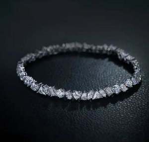 Silver <b>Rose</b> Gold Plated Moissanite Tennis Bracelet Oval Cut Channel Setting Geometric Design Trendy Unisex GRA Certified Party - Product Image 3