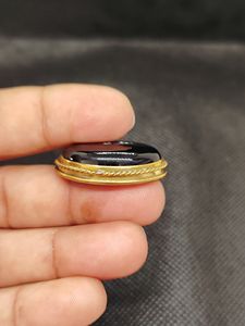 Nouvel arrivage : Onyx noir, cabochon rainuré en laiton, magnifique pierre précieuse de guérison en cristal pour bijoux, pendentifs et breloques tendance - Product Image 3