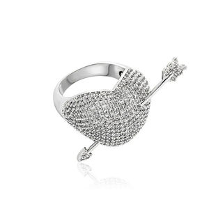 Anillo de Diamantes con Corte de Corazón en Plata Rodiada para Mujer, con Diseño de Flecha, Estilo Romántico, Joyería de Compromiso - Product Image 1