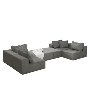 Divano Sezionale Modulare Moderno a L da 335 cm con 6 Cuscini, Chaise Longue Imbottita per Soggiorno, Combinazione Libera - Product Image 5