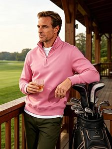 Wholesale Custom Logo Men's 1/4 Quarter Zip Sweatshirt Cotton Blend Stand Collar Brushed Fleece Workout Pullover Oversized - Product Image 2