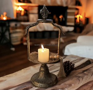 Handmade Metal Iron <b>Candle</b> <b>Holder</b> Black <b>Gold</b> Plated for Home Decoration Christmas and Wedding - Product Image 1