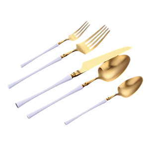 Ensemble de couverts en acier inoxydable 5 pièces, finition miroir, fourchettes, couteaux et cuillères, pour usage courant, dîner élégant, mariage, vaisselle de table - Product Image 4