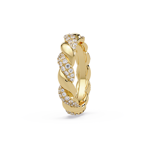 Anillo de eternidad de oro puro de 14 quilates con diamante cultivado en laboratorio de corte brillante redondo personalizado, anillo de boda con diseño de cuerda trenzada, anillo de aniversario para mujer - Product Image 3