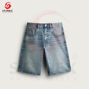 Shorts en jean délavé pour homme, taille mi-haute, coupe droite, décontracté, pour l'été, en coton, 2026. - Product Image 4