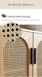 <span class=keywords><strong>Buffet</strong></span> moderne Japandi personnalisé en bois de frêne et rotin, armoire à 4 portes pour salon et salle à manger, meubles Koweït Australie - Product Image 4