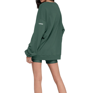 High demand Crewneck Pullover Women Oversized Fleece Sweatshirt Casual Streetwear Custom OEM Private Label Crew Neck Supplier - Product Image 2