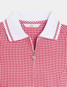 High Quality Girls Primary School 2025 Latest Design Soft Comfortable Gingham <b>Checked</b> Summer Dress Wholesale Polyester/Cotton - Product Image 3