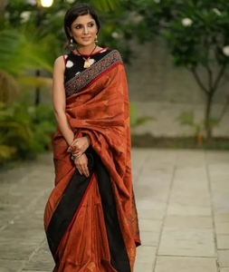 Sari en coton et lin imprimé numérique Bollywood KV - Product Image 1