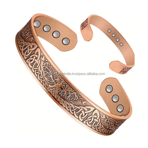 Bracelet en cuivre pur de qualité supérieure avec motif d'arbre en relief pour femmes et hommes à bon prix du fournisseur de confiance - Product Image 2