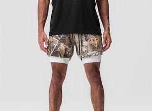 Short de sport ajusté respirant à motif camouflage Real Tree pour la chasse, la randonnée et l'entraînement en extérieur – Personnalisable pour l'été - Product Image 2