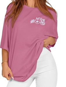 Nouvelle Collection T-shirt Décontracté Femme Imprimé Numérique 100% Coton Manches Courtes Nouveau Design Grande Taille Épaules Tombantes Confortable - Product Image 3