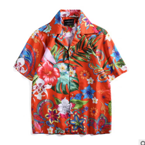 Chemise hawaïenne à manches courtes boutonnée en rayonne à imprimé intégral pour homme, effet saisissant - Product Image 4