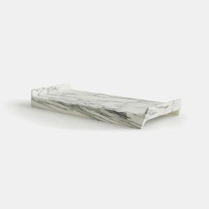 Square Marble Serving <b>Tray</b> With Metal Handles For Stylish Serving Of <b>Snacks</b> Drinks And Appetizers In Living Room - Product Image 6