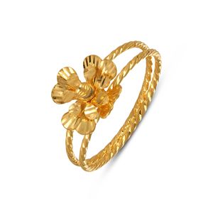 Anillo Floral Spark Gold con Acabado Dorado Premium, Anillo de Doble Banda con Flor 3D para Mujer, Joyería Elegante con Diseño Floral - Product Image 1