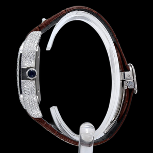 Montre de luxe pour homme et femme avec boîtier carré en moissanite VVS1 personnalisé, bracelet en acier inoxydable avec moissanite, fermoir résistant à l'eau - Product Image 2