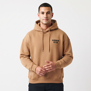 Sweat-shirt à capuche ample pour homme, coupe oversize, épaules tombantes, en molleton de coton épais, avec cordon de serrage - Product Image 2
