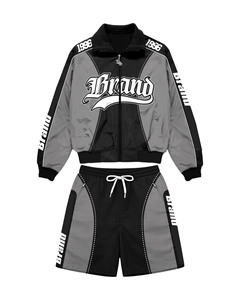 Conjunto Corto de Chaqueta Cortavientos para Hombre, 320 GSM, Poliéster y Algodón, Diseño de Paneles Marrón Mostaza, Estampado Puff, Logotipo Personalizado - Product Image 2