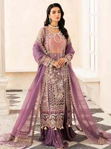 Best Design High Quality Handmade Embroidered <b>3</b>-Piece Women's Party Wear Dresses Ankle-Length Regular Fit Pakistani Style - Product Image 3