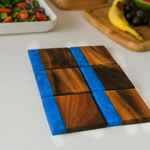 Walnut Wood Resin Coasters Classic Square Design Lightweight Customizable Color & Size Custom Logo Custom Packaging - Product Image 3