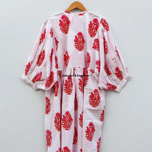 Beautiful floral Cotton Block Printed dress Dress For Casual wear Hand Block Printed Dress - Product Image 4