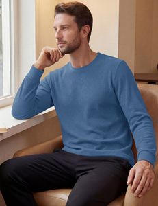 Men Waffle Knit Thermal <b>Undershirt</b> Winter Warm <b>Long</b> <b>Sleeve</b> OEM Manufacturer - Product Image 3