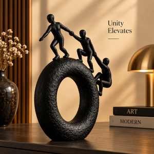 Sculpture Moderne Abstraite en Aluminium, Figurine Humaine Circulaire Noire, Écologique, Décoration Artistique pour Table de Salon - Product Image 2