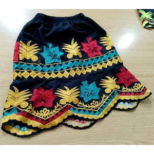 Jupe courte décontractée Pohnpei pour femmes, coupe confortable, taille élastique, respirante, coton/polyester, multicolores, jupes brodées pour femmes - Product Image 3