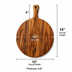 Planche ronde en bois d'acacia massif personnalisée avec poignée, épaisseur 1,5 cm, planche décorative en bois naturel pour la maison et la cuisine, OEM ODM - Product Image 2
