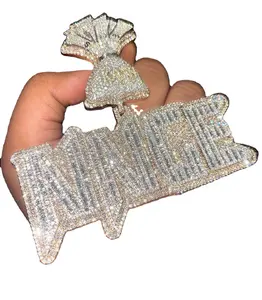 Moissanite kişiselleştirilmiş adı buzlu Out Hip Hop kolye aksesuarları takı hediye için adamın ABP buzlu Out VVS Moissanite Diamonds