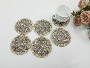 Multicolor Seed Beads Coaster Pure Handmade Seed Beads Coaster Tea Coffee Wine ETC Beaded Coaster Unique Designs - Product Image 3
