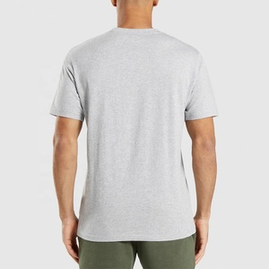 T-shirt en coton gris à manches courtes pour homme, col rond, coupe classique, jersey tricoté, couleur unie - Product Image 3