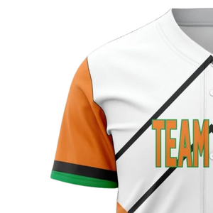 Camiseta de Béisbol Personalizada para Hombre, Verde, Naranja y Blanca, con Botones, Uniforme de Softbol, Transpirable, Deportiva, para Juegos - Product Image 4