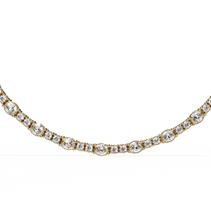 10K 14K 18K Yellow Gold Tennis <b>Necklace</b> Featuring East West Oval Cut Lab Grown Diamonds for Elegant Women’s Statement Jewelry - Product Image 1