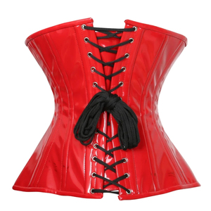 Body de Cuero Sintético Rojo, Estilo Corsé, Sin Tirantes, Vestido Ajustado Sexy para Adultos, Ropa de Club con Cierre de Botones - Product Image 6