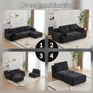 Modern Pet-Friendly Corduroy F Sectional Sofa Large Memory Foam Compressed Living Room Couch Cloud Modular Design - Product Image 6