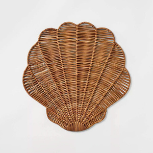 Salvamanteles Hecho a Mano con Forma de Concha de Bambú, Estilo Bohemio, Diseño Tejido a Mano para Decoración del Hogar - Product Image 1