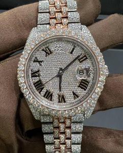 Reloj de Alta Calidad con Moissanita D VVS, Esfera de Cristal Analógica con Fecha Automática ETA, Acero Inoxidable en Dos Tonos, Oro Blanco y Oro Amarillo, Estilo Hip Hop - Product Image 5