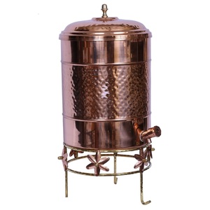 Copper Water Dispenser with Tap Hammered Finish Vintage Style Large Capacity Vacuum Flask for <b>Kitchen</b> Drinking Water <b>Storage</b> - Product Image 5