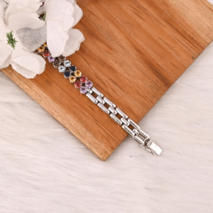 Luxury <b>Gemstone</b> <b>Bracelet</b> with Black Onyx, Citrine, Smoky Quartz, Sky Blue Topaz, Garnet & Amethyst 925 Sterling Silver Jewelry - Product Image 3