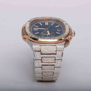 Montre-bracelet pour homme entièrement sertie de diamants Moissanite, fabriquée en acier inoxydable avec une clarté VVS améliorée - Product Image 2