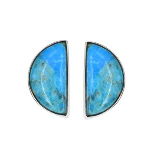 Pendiente de tuerca con bisel en forma de media luna D de 10x16mm turquesa Arizona Natural de Plata de Ley 925 sólida de la mejor calidad para mujer - Product Image 1