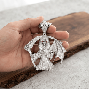 Collar de Plata con Colgante de Guadaña de la Muerte de Lujo, Estilo Hip Hop, Personalizado, con Moissanita Iced Out, Venta al por Mayor - Product Image 2