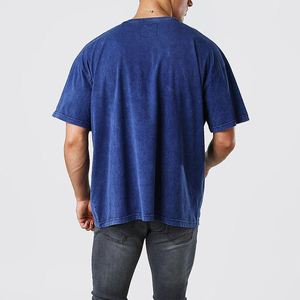 Camiseta Casual para Hombre 100% Algodón, Estilo Vintage Desgastado con Lavado Ácido, Estilo Hip Hop, Corte Regular, Frente Liso, Corte Cuadrado - Product Image 3