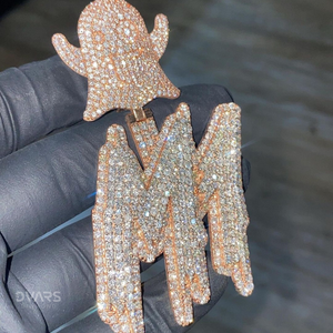 จี้เงินแท้ 925 ประดับเพชรโมอิสซาไนต์ VVS สองสี สั่งทำตัวอักษรได้ ดีไซน์ฮิปฮอป สำหรับแร็ปเปอร์ เครื่องประดับหรูหรา รับรองคุณภาพ - Product Image 3