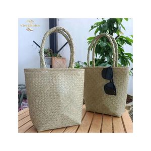 Sac fourre-tout en paille personnalisé avec logo, sac de plage fait main en provenance d'une usine vietnamienne, écologique et idéal pour l'été - Product Image 4